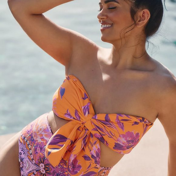 Anthropologie Kristina High-Waisted Bikini Bottoms and Top